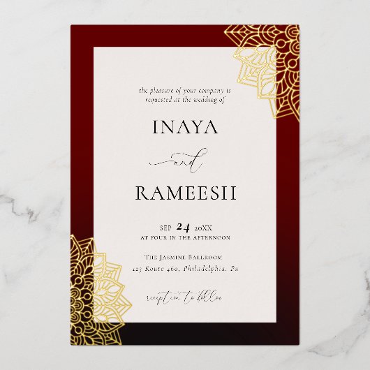 赤金ゴールド曼荼羅 箔招待状 (正面)