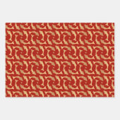 赤金ゴールド東洋模様 ラッピングペーパーシート (正面)