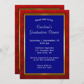 赤金ゴールド枠青の卒業 招待状 (正面/裏面)