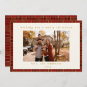 赤金ゴールド格子状カスタムの写真クリスマス シーズンカード (正面/裏面)