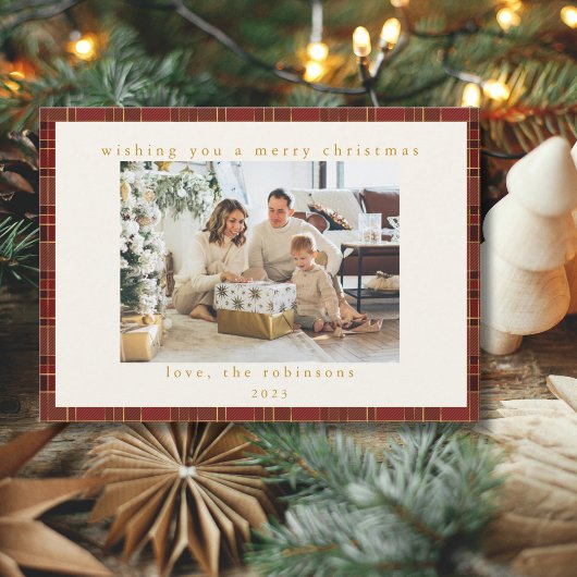 赤金ゴールド格子状カスタムの写真クリスマス シーズンカード