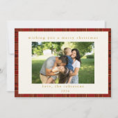 赤金ゴールド格子状カスタムの写真クリスマス シーズンカード (正面)