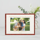 赤金ゴールド格子状カスタムの写真クリスマス シーズンカード (スタンド正面)