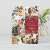 赤金ゴールド植物体5フォトクリスマスホリデーカード シーズンカード (スタンド正面)