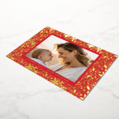 赤金ゴールド植物性クリスマスフレーム写真 箔シーズンカード (回転した状態)