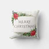 赤金ゴールド植物水カラークリスマスホリデー クッション (正面)