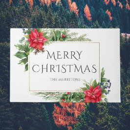 赤金ゴールド植物水カラークリスマスホリデー ドアマット