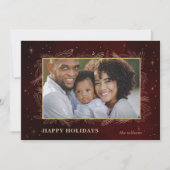 赤金ゴールド植物花の写真ホリデーカード シーズンカード (正面)