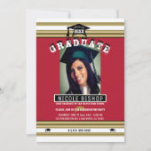 赤金ゴールド白エレガント写真卒業パーティー 招待状 (正面)