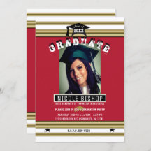 赤金ゴールド白エレガント写真卒業パーティー