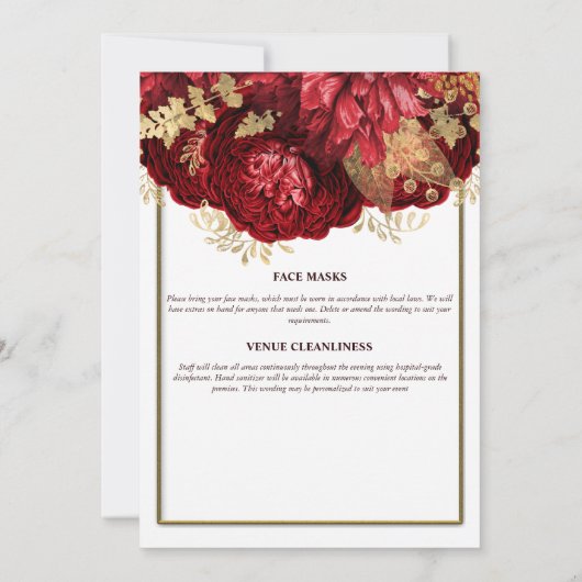 赤金ゴールド白色ローズウォーター色ブライダルシャワー 招待状 (裏面)