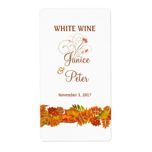 赤金ゴールド紅葉結婚ズワインラベル ラベル (正面)