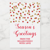 赤金ゴールド紙吹雪クリスマスシーズンのご挨拶 ワインラベル (シングルラベル)