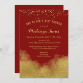 赤金ゴールド紙吹雪ベビーシャワー招待状ニュートラル 招待状 (正面/裏面)