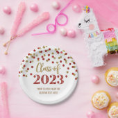 赤金ゴールド紙吹雪卒業2023 ペーパープレート (パーティー)