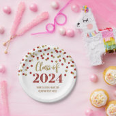 赤金ゴールド紙吹雪卒業2024 ペーパープレート (パーティー)