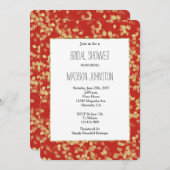 赤金ゴールド紙吹雪抽象芸術ブライダルシャワー 招待状 (正面/裏面)