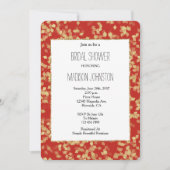 赤金ゴールド紙吹雪抽象芸術ブライダルシャワー 招待状 (正面)