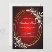 赤金ゴールド緑のクリスマスパーティー 招待状 (正面)