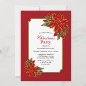 赤金ゴールド縁どポインセチアパーティー 招待状 (正面)