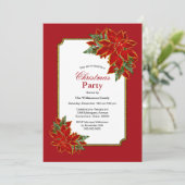 赤金ゴールド縁どポインセチアパーティー 招待状 (スタンド正面)