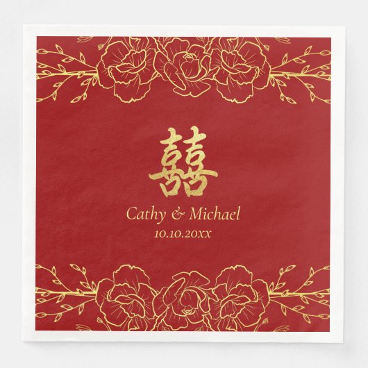 赤金ゴールド縁ど中国の結婚フローラの二重十一 (正面)