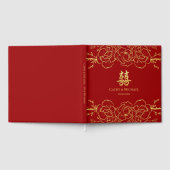 赤金ゴールド縁ど中国の結婚フローラの二重十一 ゲストブック (全面)