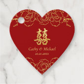 赤金ゴールド縁ど中国の結婚フローラの二重十一 フェイバータグ (正面)