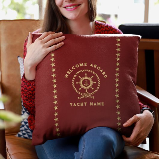 赤金ゴールド航海のボートホイールノットスターズ クッション