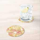 赤金ゴールド葉黄色紅葉 ラウンドペーパーコースター (インサイチュ)