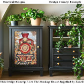 赤金ゴールド蒸気列車、モザイクタイルDH2Lデコページ 薄葉紙