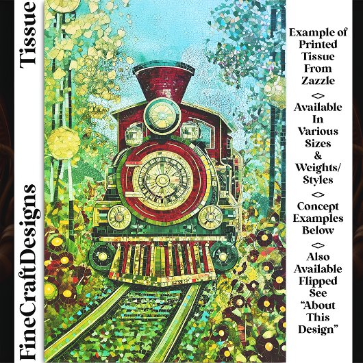 赤金ゴールド蒸気列車、モザイクタイルDH2LFデコページ 薄葉紙