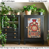 赤金ゴールド蒸気列車、モザイクタイルDH2Rデコページ 薄葉紙