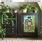 赤金ゴールド蒸気列車、モザイクタイルDH2RFデコページ 薄葉紙