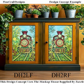 赤金ゴールド蒸気列車、モザイクタイルDH2RFデコページ 薄葉紙