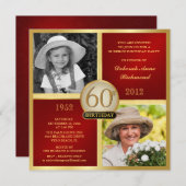 赤金ゴールド誕生日招待状2枚目 招待状 (正面/裏面)