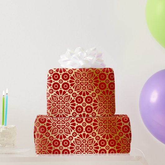 赤金ゴールド調エレガント ラッピングペーパー (パーティーギフト)