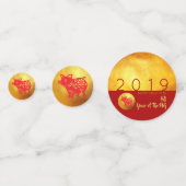 赤金ゴールド豚用紙カット2019ゴールデンパーティー紙吹雪 コンフェッティ (正面)