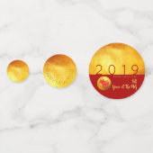 赤金ゴールド豚用紙カット2019ゴールデンパーティー紙吹雪 コンフェッティ (裏面)