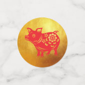 赤金ゴールド豚用紙カット2019ゴールデンパーティー紙吹雪 コンフェッティ (スモール正面)