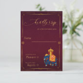 赤金ゴールド象鮮やかインディアン結婚ズ 出欠カード (スタンド正面)