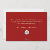 赤金ゴールド輝くクリスマスボールのグリーティ企業のング シーズンカード (裏面)