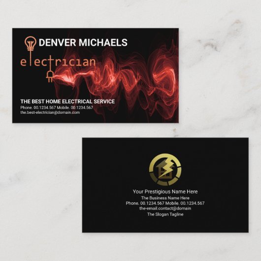 赤金ゴールド電気看板赤電荷 名刺 (正面/裏面)