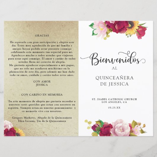 赤金ゴールド黄スペインのフローラキンセアニェラプログラム (正面)