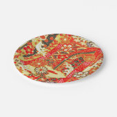 赤金ゴールド黒日本の着物フローラ花 ペーパープレート (アングル)