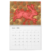 赤金ゴールド2023年うさぎ中国の新年 カレンダー (3月 2026)