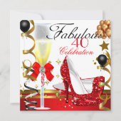 赤金ゴールド40歳と素晴らしい40歳の誕生日パーティー 招待状 (正面)