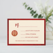 赤金ゴールドRSVP中国の結婚の 出欠カード (スタンド正面)