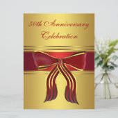 赤金リボン ゴールド 50周年結婚記念日 招待状 (スタンド正面)
