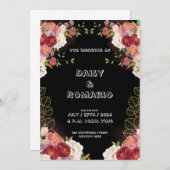 赤金水彩花柄招待状 招待状 (正面/裏面)